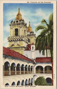Quito Ecuador St. Francis Monastery Convento de San Francisco Linen Postcard F52