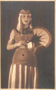 Vintage theatre actress costume with fan dated 1934