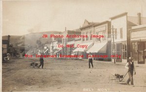 MT, Belt, Montana, RPPC, Main Street, Business Area, Cascade County, Photo