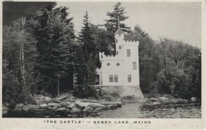 Packard's Camps Sebec Lake Maine ME The Castle c1956 Vintage Postcard D16