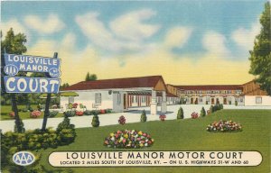 1940s Louisville Kentucky Manor Motor Court occupation Teich postcard 26-406