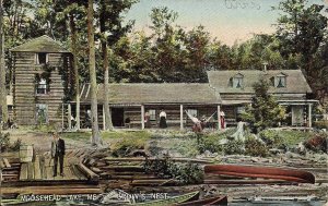 Moosehead Lake ME Hunting & Fishing Lodge, Crow's Nest Hotel, Canoe 1907