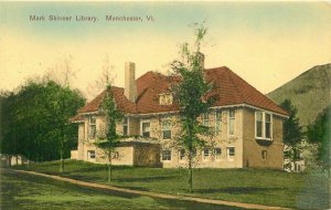 C-1908 Manchester Vermont Skinner Library hand colored Postcard 21-7538