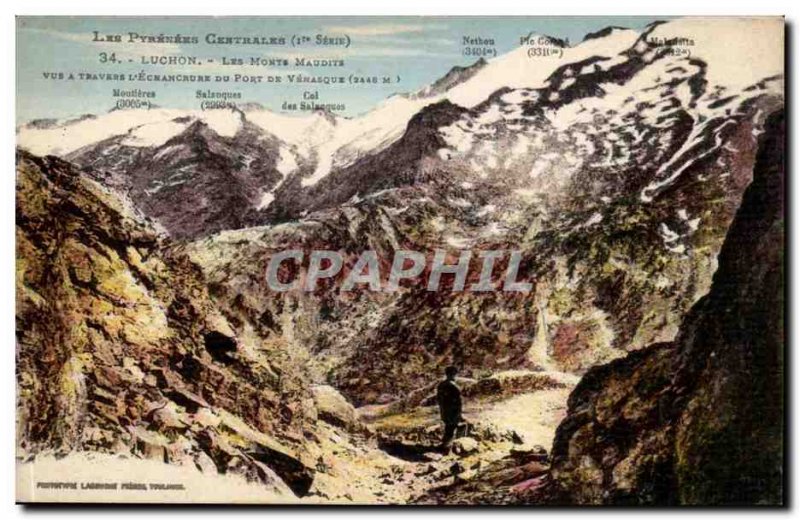Luchon Old Postcard Cursed Mountains Seen through the & # 39echancrure port o...