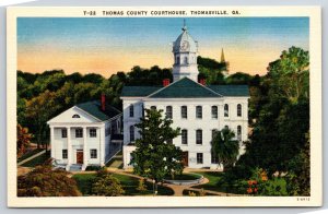 Thomasville Georgia~Thomas County Courthouse~Built 1858~Vintage Linen Postcard
