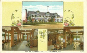 Postcard Arkansas Crossett 1920s Rose Inn multi view Teich 23-10257