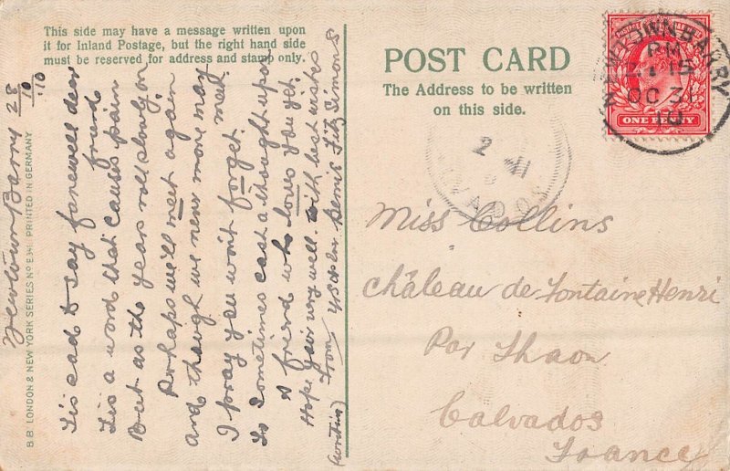 HANDS ACROSS THE SEA-TWO GLOBES-STEAMER SHIP~1910 POSTCARD