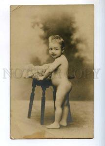 234152 NUDE Boy w/ Flowers Vintage PHOTO postcard