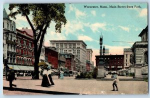 Worcester Massachusetts MA Postcard Main Street From Park Building 1912 Antique