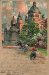 LEIPZIG GERMANY~REICHSGERICHT-BICYCLISTS-RADFAHRER-1899 BRUNO BERGER POSTCARD