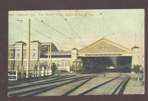 OAKLAND CALIFORNIA KEY ROUTE RAILROAD DEPOT FERRY STATION VINTAGE POSTCARD