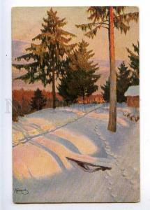 224018 RUSSIA Germashev Winter Ostrovsky #1303 old postcard