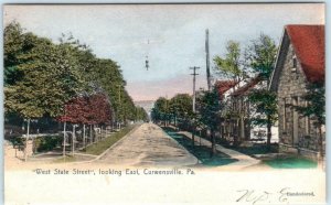 CURWENSVILLE, Pennsylvania PA   Handcolored WEST STATE STREET 1907  Postcard