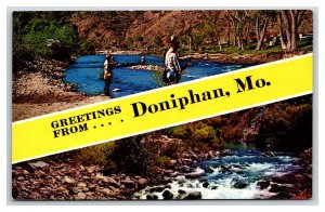 Dual View Banner Greetings From Doniphan Missouri MO UNP Chrome Postcard M18