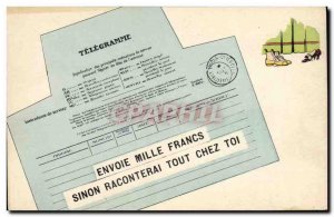 Old Postcard Telegram Sends Thousand Francs