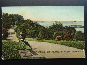 Glamorgan PENARTH Windsor Park showing Gentleman on Bench c1906 Postcard