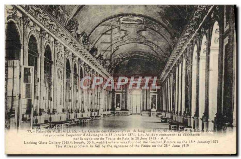 Old Postcard Palace Of Versailles Hall of Mirrors