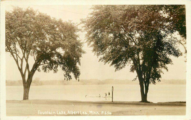 Albert Lea Minnesota Fountain Lake 1931 RPPC Photo Postcard 3593