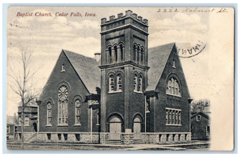 1907 Baptist Church Building Tower Dirt Road Cedar Falls Iowa Antique Postcard