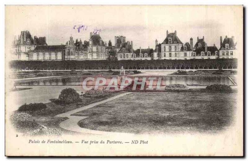 Old Postcard Palace of Fontainebleau parterre taking view