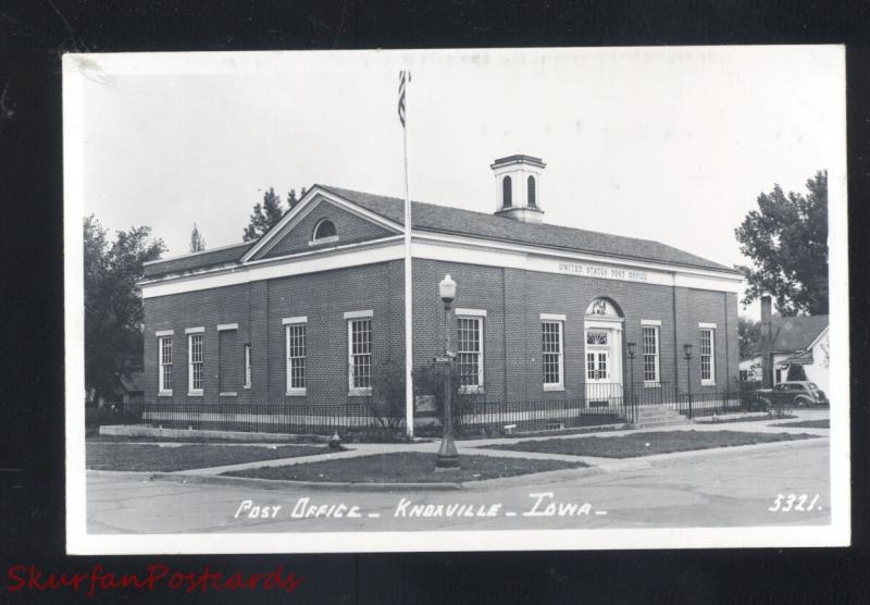 RPPC KNOXVILLE IOWA UNITED STATES POST OFFICE VINTAGE REAL PHOTO POSTCARD