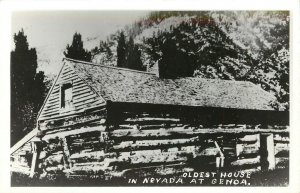 RPPC; Oldest House in Nevada at Genoa, Log Cabin, Douglas County Unposted