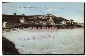 Old Postcard Perros Guirec The charming beach Trestrignel