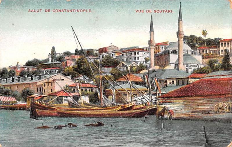 Turkey Old Vintage Antique Post Card Vue De Scutari Salut De Constantinople U...