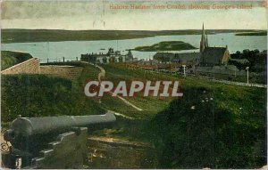 Old Postcard Halifax Harbor from Citadel showing George Island