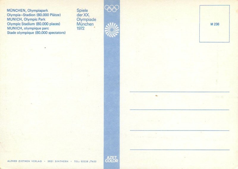 Sport Postcard Olympic Games 1972 Munchen Olympic Stadium