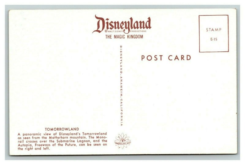 Vintage 1970's Disneyland Postcard Aerial Tomorrowland Submarine Ride-NOW NEMO