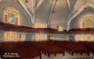 HUNTINGTON, IN Indiana  METHODIST EPISCOPAL~ME CHURCH~Interior  c1910's Postcard