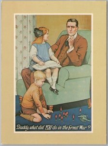 Vintage WWI Recruitment Postcard Daddy What Did YOU Do in the Great War C12