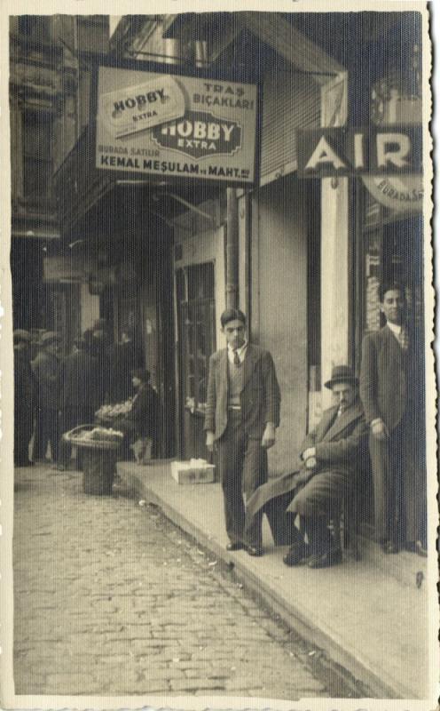 turkey, CONSTANTINOPLE, Street Scene, Shops, Advertising (1930s) RPPC Postcard