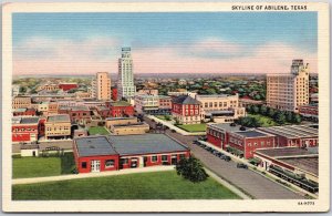Abilene Texas TX, Skyline of Abilene, Airview, Bldgs, Street, Vintage Postcard