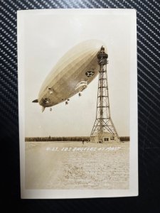 Mint USA Aviation RPPC Postcard USS Los Angeles at Mast Zeppelin ZR3 Airship