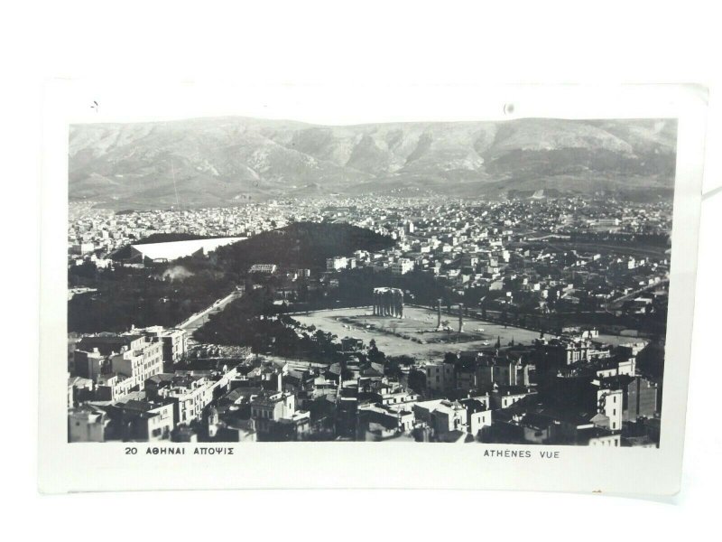 Aerial View of Athens Greece Vintage RP Postcard 1951