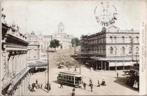 Wellesley Street Auckland New Zealand NZ Library Streetcar c1906 HB Postcard H52