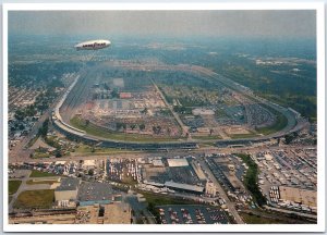 VINTAGE CONTINENTAL SIZE POSTCARD AERIAL VIEW INDIANAPOLIS 500 RACE TRACK BLIMP