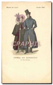 Postcard Old Fashion Headdress Journal Female damselflies Rue Drouot Year 1840
