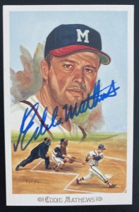 Mint USA Picture Postcard Eddi Mathews Baseball Player Signed