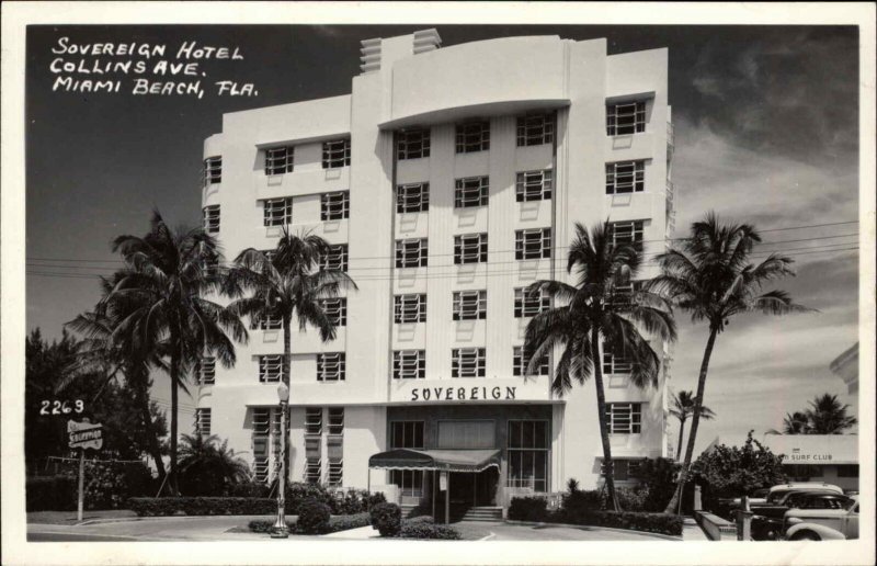 Miami Beach Florida FL Sovereign Hotel Real Photo Vintage Postcard