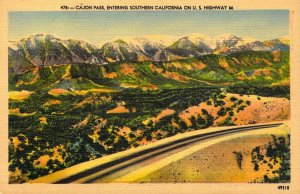 Linen Era, Route 66, Map, Cajon Pass, Southern California,On Rt 66, Old Postcard