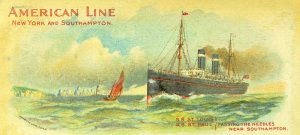 1898 American Line Steamship SS St. Louis, SS St Paul Unused Postcard &W