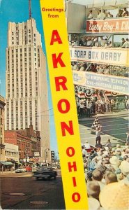 Ohio Akron 1950s National Tower Building Colorpicture Postcard 22-6318