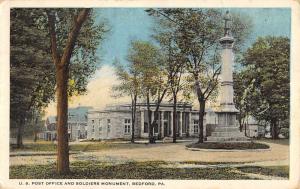 Bedford Pennsylvania Soldiers Monument Post Office Antique Postcard K96273