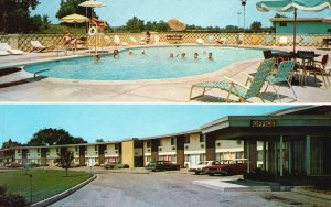 Rainbow Motel Swimming Pool Office Burlington Wisconsin WI Multiview Postcard