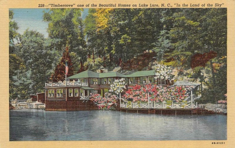 LAKE LURE, NC North Carolina  TIMBERCOVE~Lake Home RUTHERFORD CO c1940s Postcard