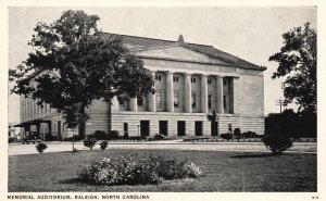 Postcard Real Photo Memorial Auditorium Raleigh North Carolina NC Stone RPPC