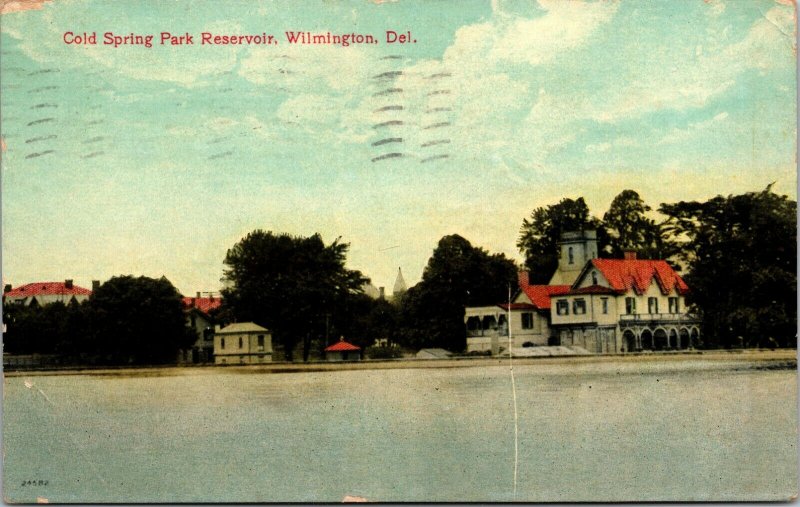 1910 Cold Springs Park Reservoir Wilmington New Castle Delaware Postcard DE 